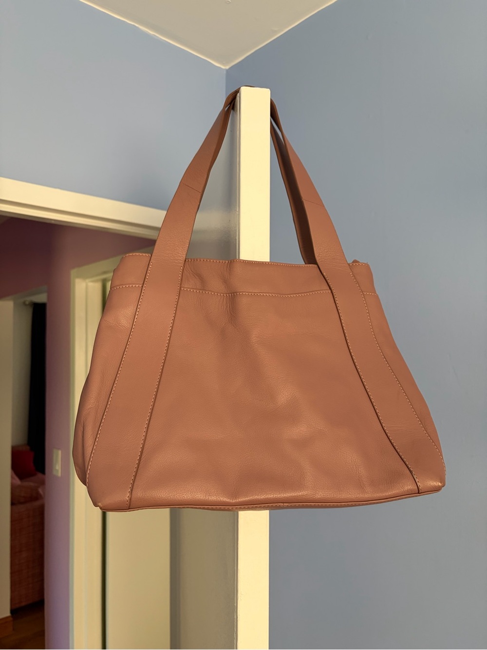 Lucky Brand Leather Shoulder Tote in Mauve Pink